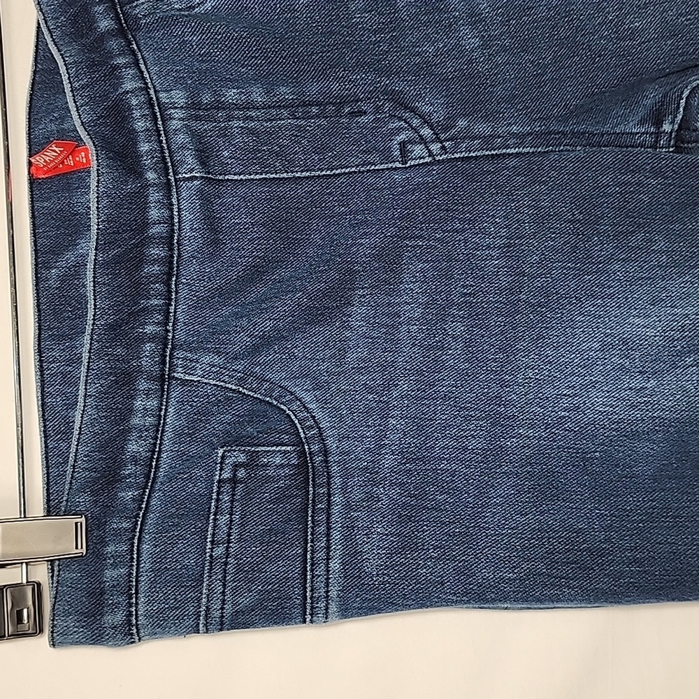 Spanx Womens Skinny Jeans Jeggings Blue Stretch Dark Wash Pull On High Rise Sz L - Picture 5 of 13